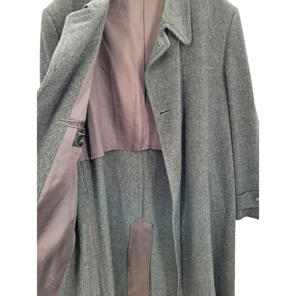 HP Vintage Bond Clothes Men's Gray Union Made Four Button Wool Overcoat - Picture 9 of 12